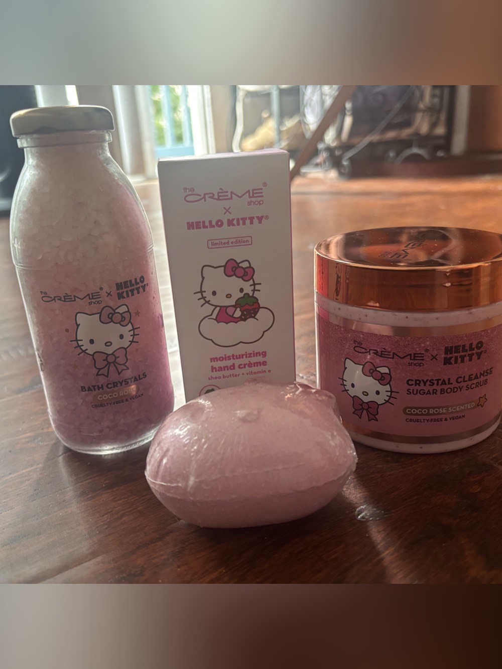 Hello Kitty Pink Sugar Body Scrub & Bath Crystals Set - Moisturizing Exfoliant
